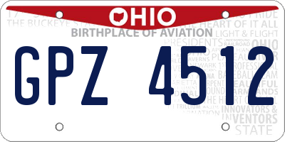 OH license plate GPZ4512