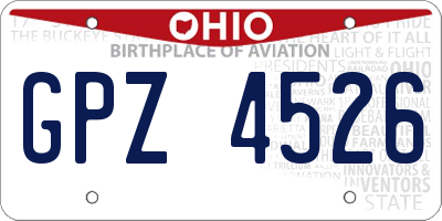 OH license plate GPZ4526