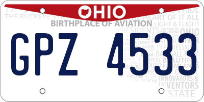 OH license plate GPZ4533