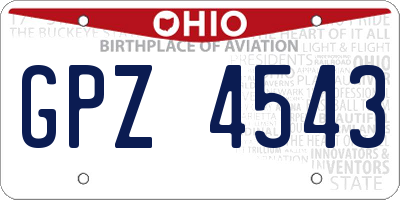 OH license plate GPZ4543