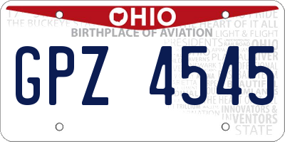 OH license plate GPZ4545