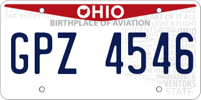 OH license plate GPZ4546