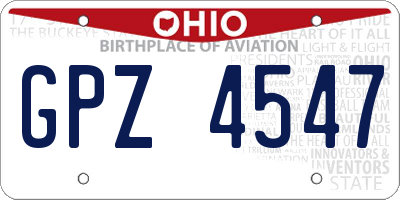 OH license plate GPZ4547