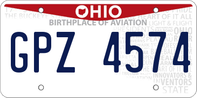 OH license plate GPZ4574