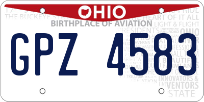 OH license plate GPZ4583
