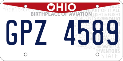 OH license plate GPZ4589