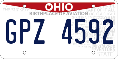 OH license plate GPZ4592