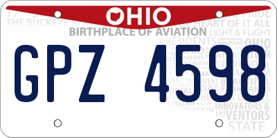 OH license plate GPZ4598