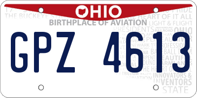 OH license plate GPZ4613