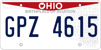 OH license plate GPZ4615