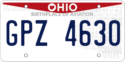 OH license plate GPZ4630