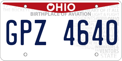 OH license plate GPZ4640