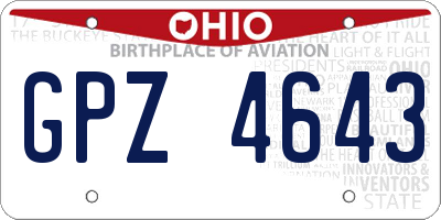 OH license plate GPZ4643