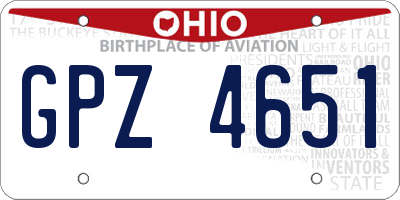 OH license plate GPZ4651