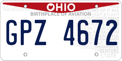 OH license plate GPZ4672