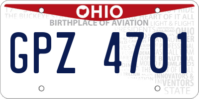 OH license plate GPZ4701