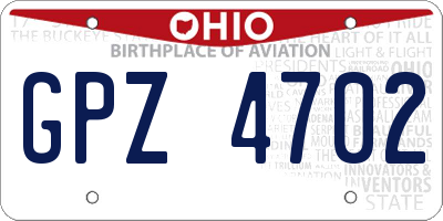 OH license plate GPZ4702