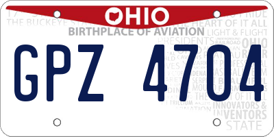 OH license plate GPZ4704