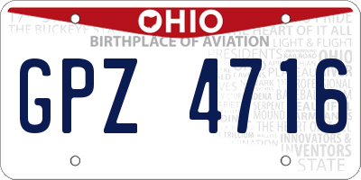 OH license plate GPZ4716