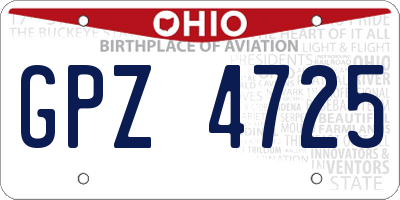 OH license plate GPZ4725