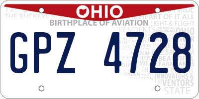 OH license plate GPZ4728
