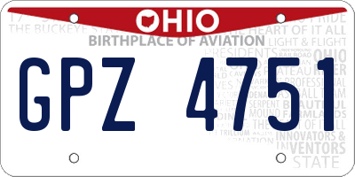 OH license plate GPZ4751