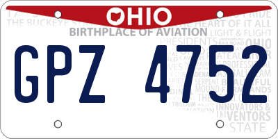 OH license plate GPZ4752