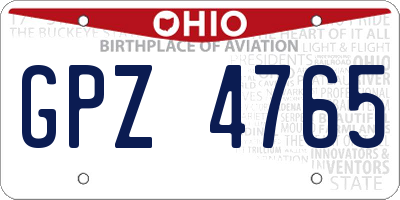 OH license plate GPZ4765