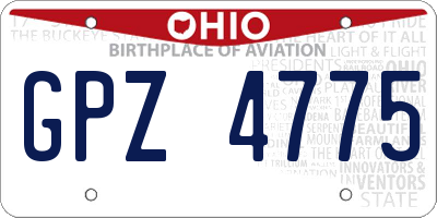 OH license plate GPZ4775