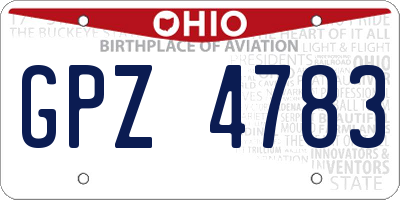 OH license plate GPZ4783