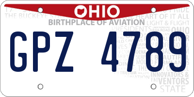 OH license plate GPZ4789