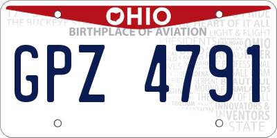 OH license plate GPZ4791