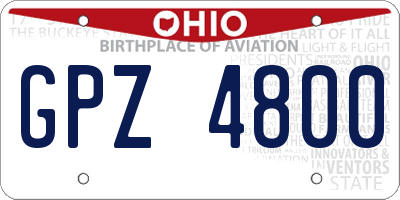 OH license plate GPZ4800