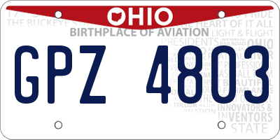 OH license plate GPZ4803
