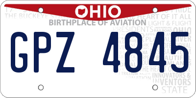 OH license plate GPZ4845