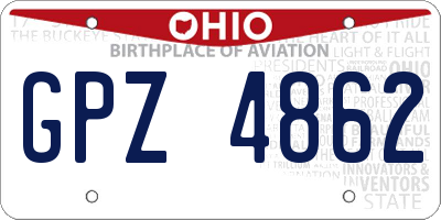 OH license plate GPZ4862
