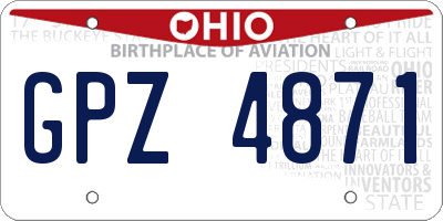 OH license plate GPZ4871