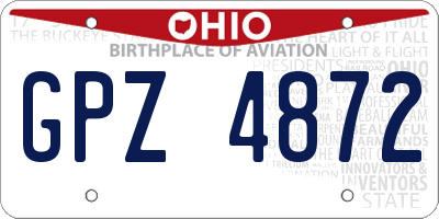 OH license plate GPZ4872