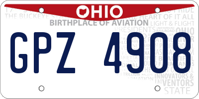 OH license plate GPZ4908