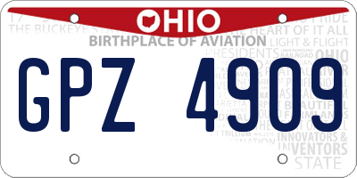 OH license plate GPZ4909