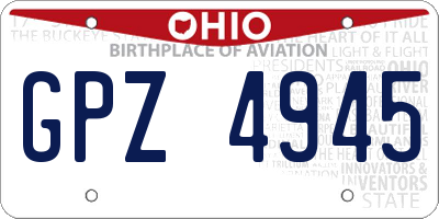 OH license plate GPZ4945