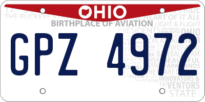 OH license plate GPZ4972