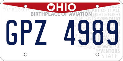 OH license plate GPZ4989