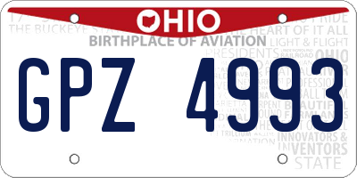 OH license plate GPZ4993