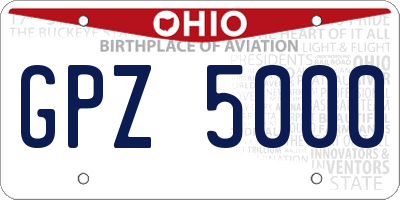 OH license plate GPZ5000