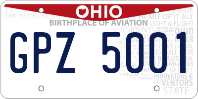 OH license plate GPZ5001