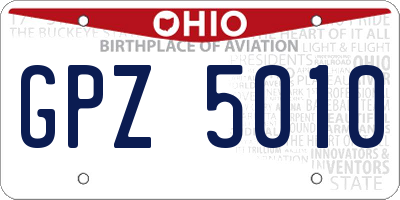 OH license plate GPZ5010