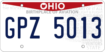 OH license plate GPZ5013