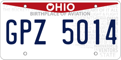 OH license plate GPZ5014