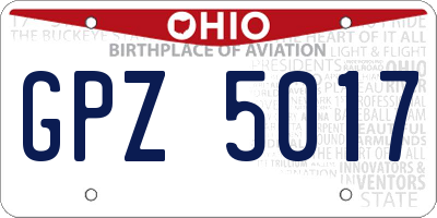 OH license plate GPZ5017